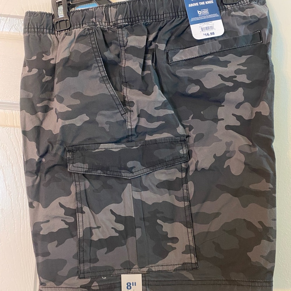 George Men's Black and Gray Camouflage Cargo Shorts
